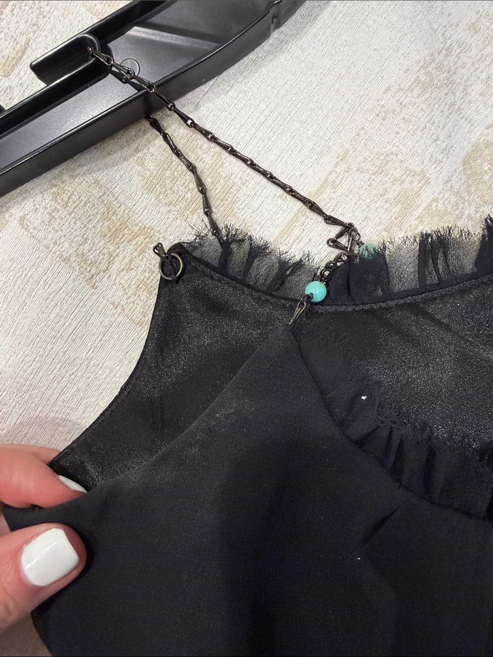 Abs By Allen Schwartz Womens Slip Dress Black Scoop Neck beaded straps - Picture 16 of 16
